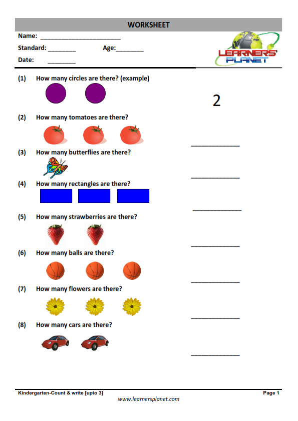 Kindergarten Counting & Numbers Worksheets free pdf